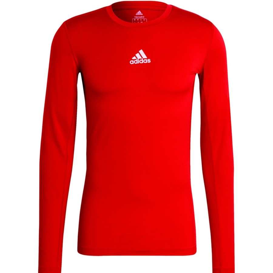 Herren Adidas Baselayer | Adidas Herren Langarm Shirt Techfit Rot