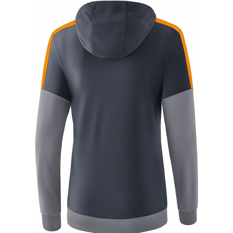 Damen Erima Hoddies | Erima Damen Hoodie Squad Grau-Orange