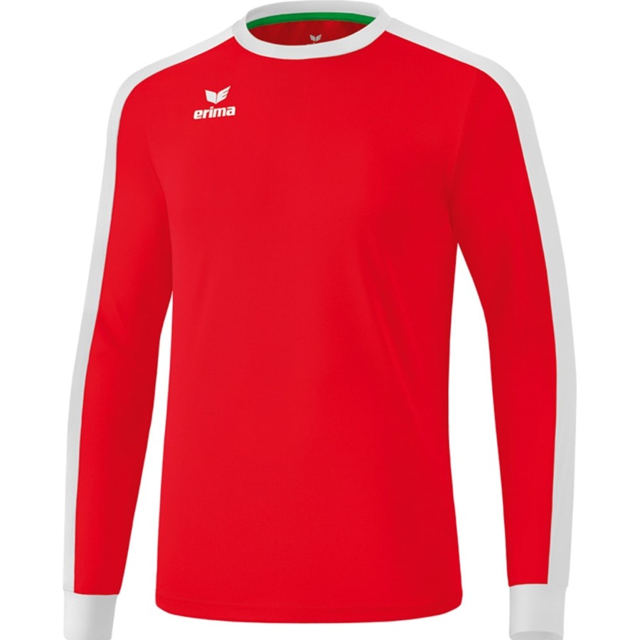 Herren Erima Trikots | Erima Herren Langarm Trikot Retro Star Rot-Weis