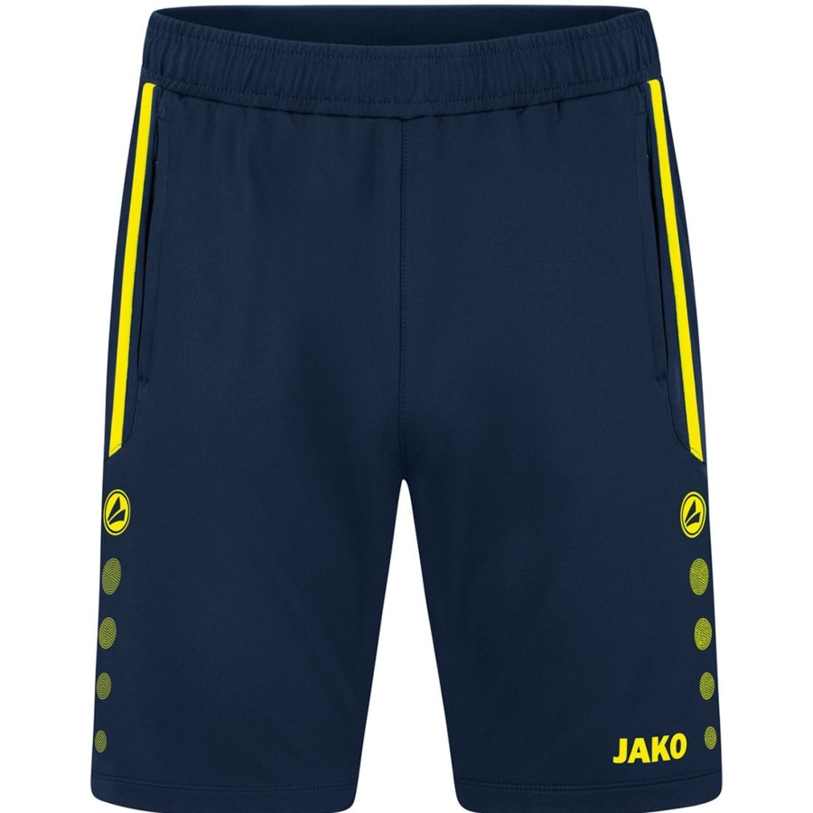 Herren Jako Shorts | Jako Herren Trainingsshorts Allround Blau-Gelb