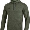 Herren Jako Hoodies | Jako Premium Basics Kapuzensweat Khaki Meliert