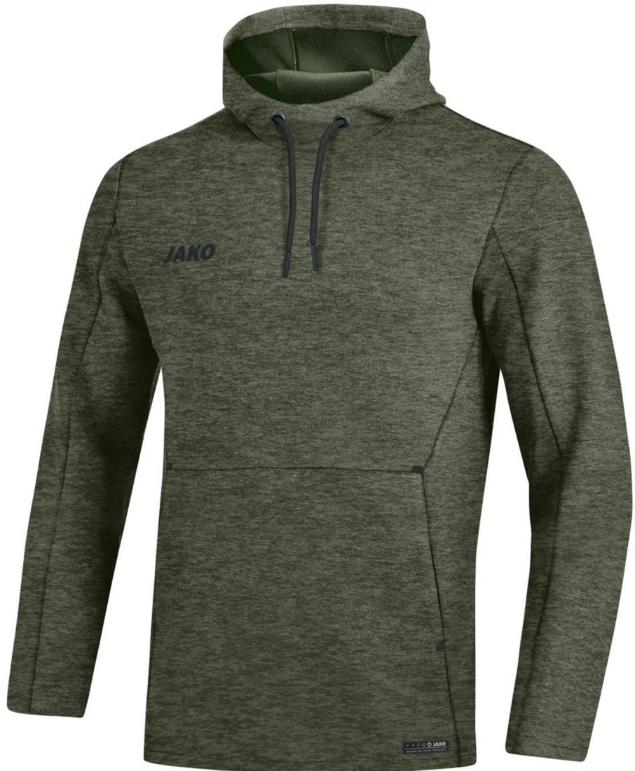 Herren Jako Hoodies | Jako Premium Basics Kapuzensweat Khaki Meliert