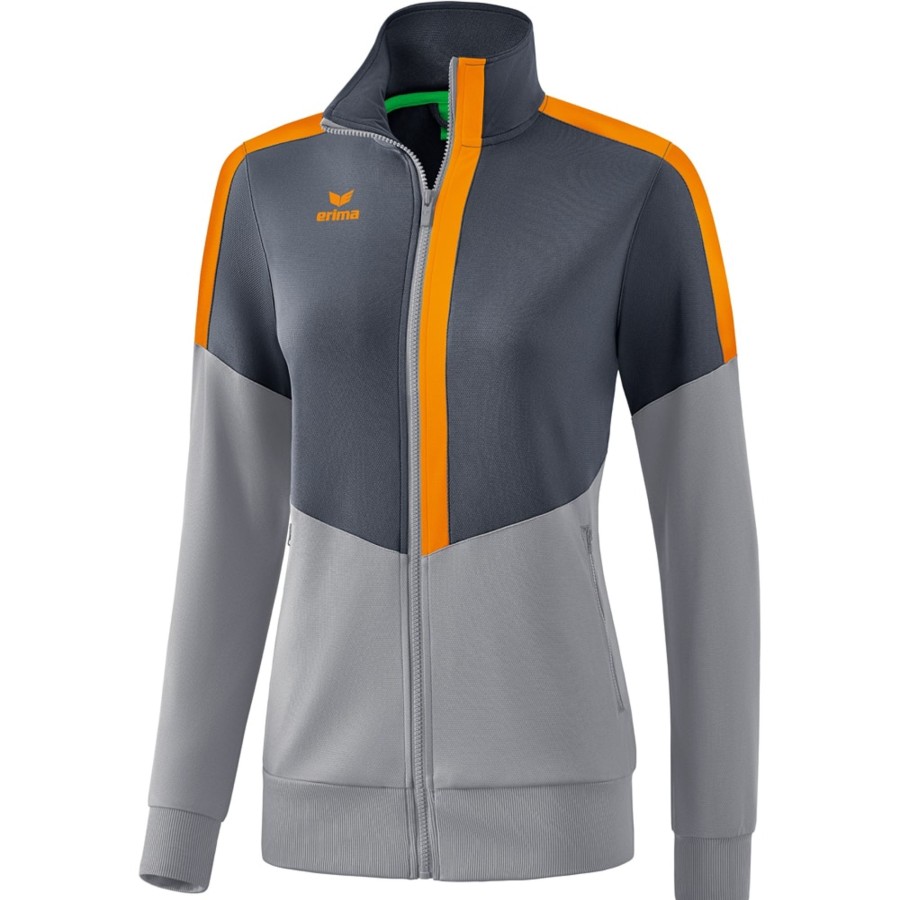 Damen Erima Jacken | Erima Damen Trainingsjacke Squad Grau-Orange