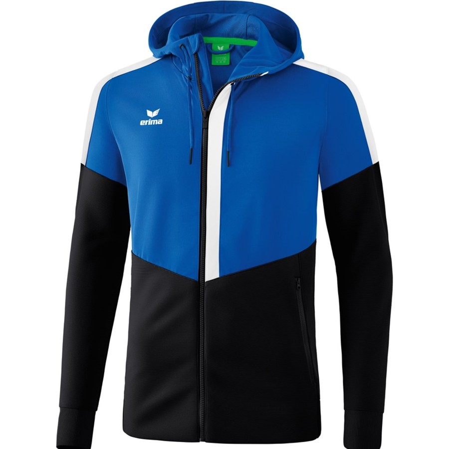 Kinder Erima Jacken | Erima Kinder Trainingsjacke Mit Kapuze Squad Blau-Schwarz