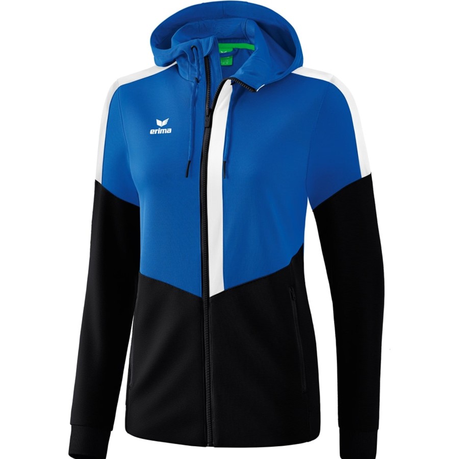 Damen Erima Jacken | Erima Damen Trainingsjacke Mit Kapuze Squad Blau-Schwarz