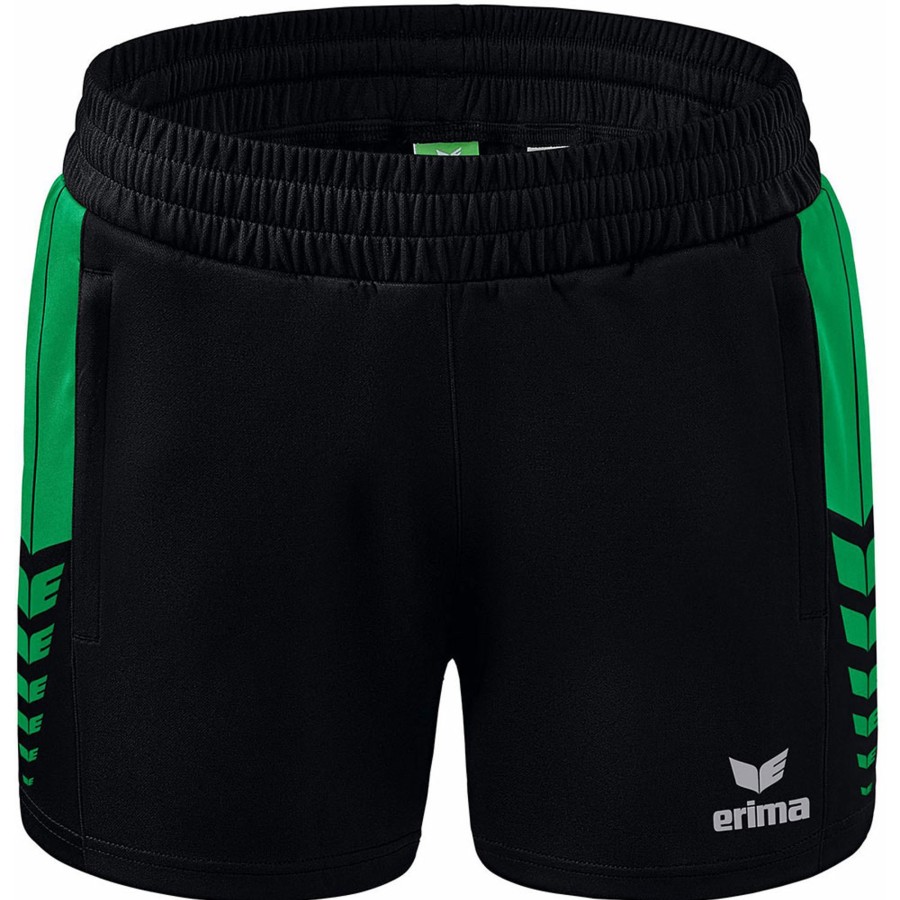 Damen Erima Shorts | Erima Damen Training Shorts Six Wings Schwarz-Grun