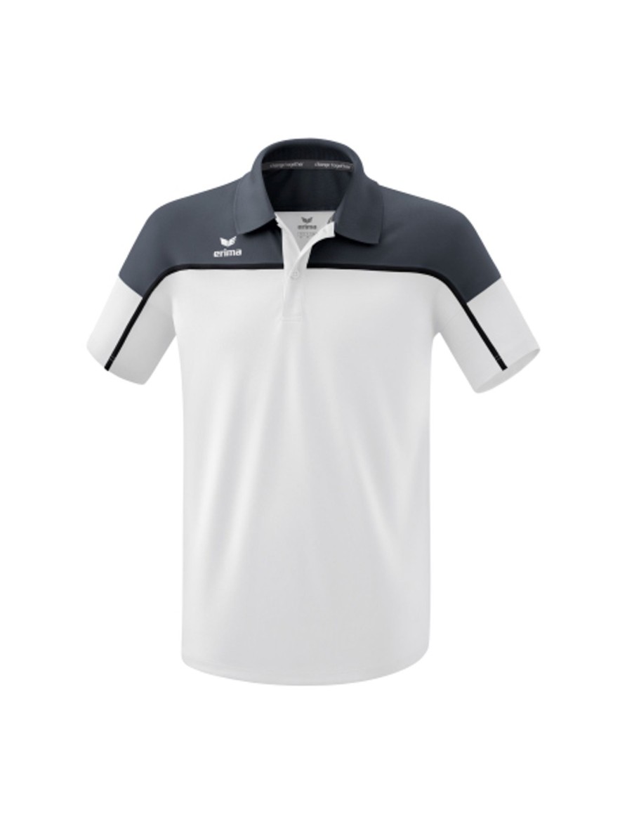 Herren Erima Polo-Shirts | Erima Change By Erima Poloshirt Weis/Slate Grey/Schwarz Gunstig