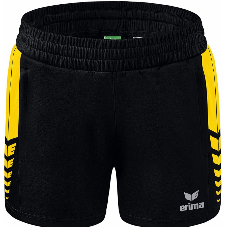 Damen Erima Shorts | Erima Damen Training Shorts Six Wings Schwarz-Gelb