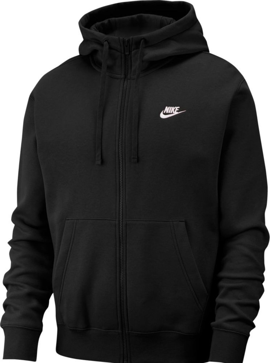 Herren Nike Hoodies | Nike Sportswear Club Herren Fz Fleece Hoodie Schwarz-Weis