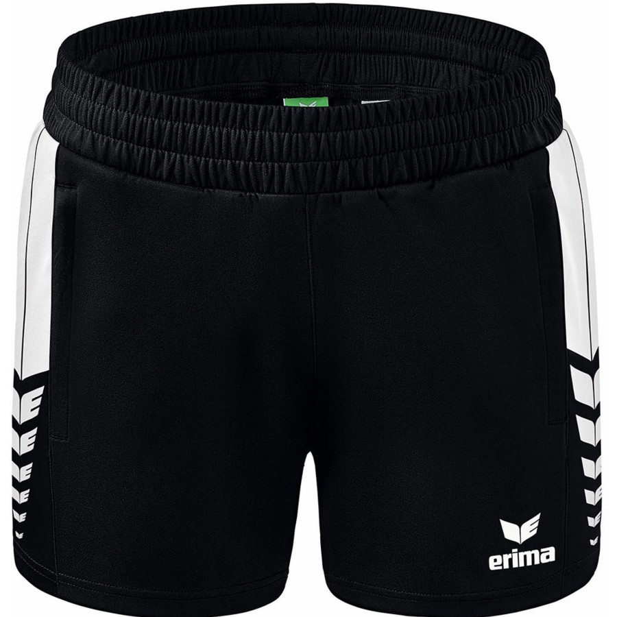 Damen Erima Shorts | Erima Damen Training Shorts Six Wings Schwarz-Weis