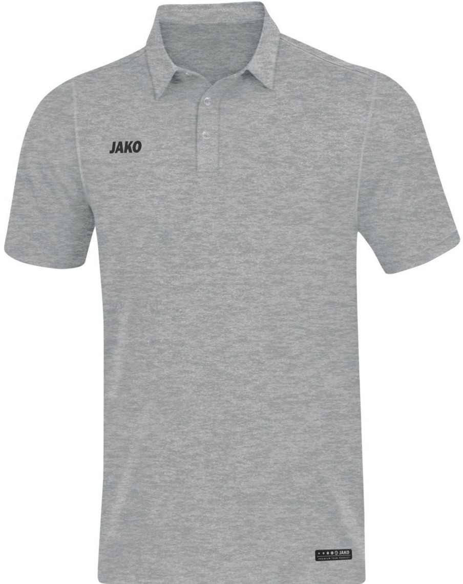 Herren Jako Polo-Shirts | Jako Premium Basics Polo Grau Meliert