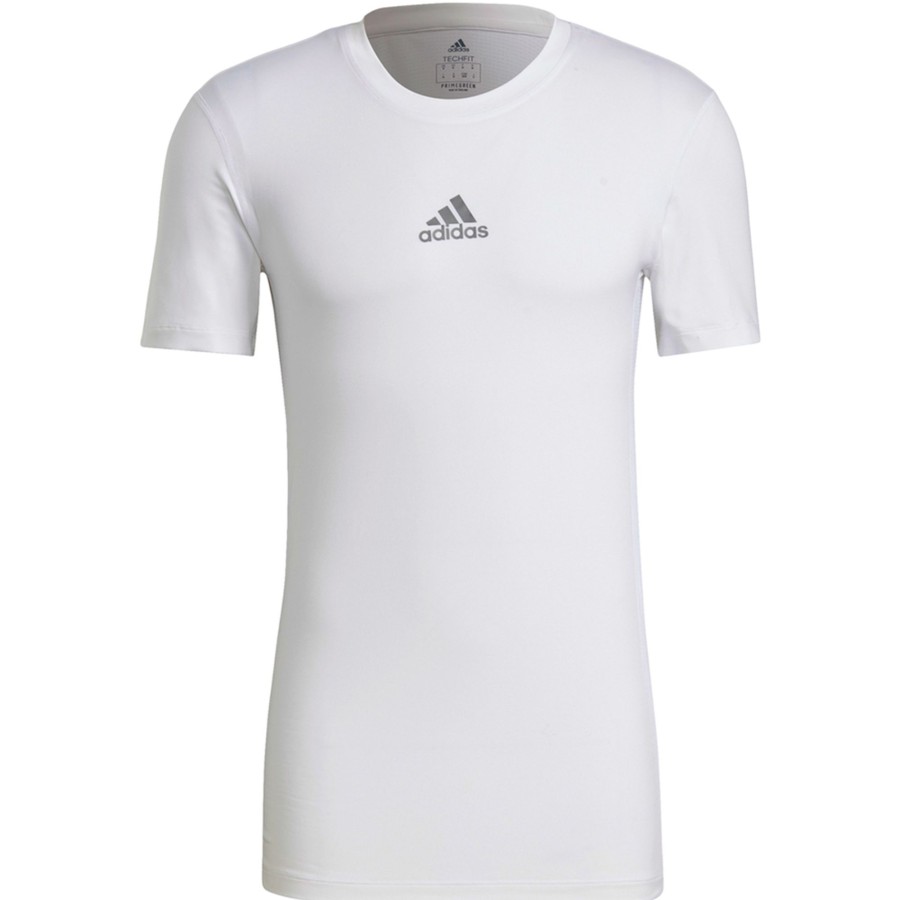 Herren Adidas Baselayer | Adidas Herren Kurzarm Shirt Techfit Weis