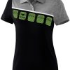 Damen Erima Polo-Shirts | Erima 5-C Damen Poloshirt Schwarz-Grau Melange-Weis