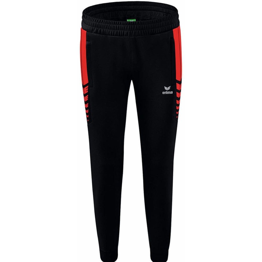 Damen Erima Trainingshosen | Erima Damen Trainingshose Six Wings Schwarz-Rot