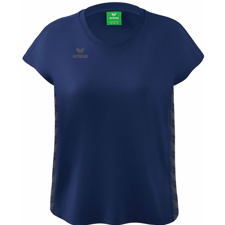 Damen Erima T-Shirts | Erima Damen T-Shirt Essential Team Blau-Grau