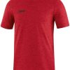 Herren Jako T-Shirts | Jako Premium Basics T-Shirt Rot Meliert