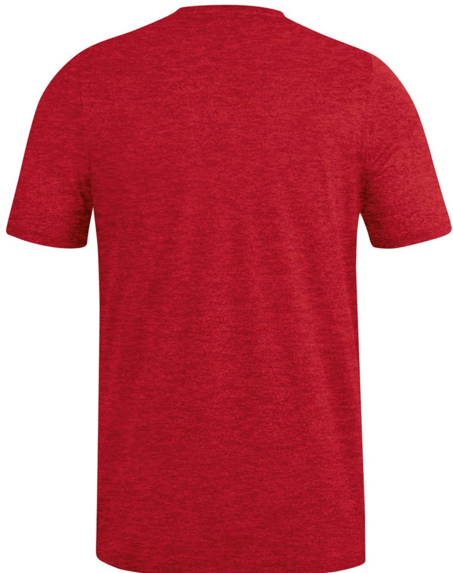 Herren Jako T-Shirts | Jako Premium Basics T-Shirt Rot Meliert