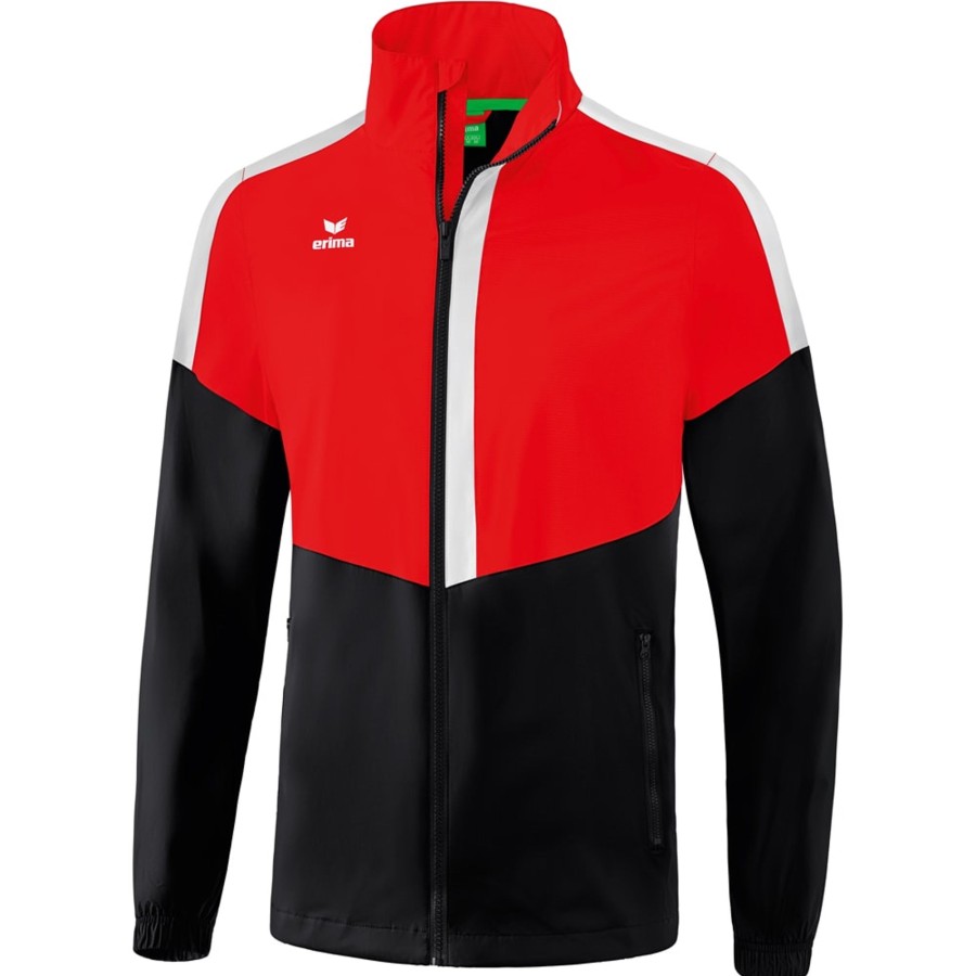 Herren Erima Jacken | Erima Allwetterjacke Squad Rot-Schwarz-Weis