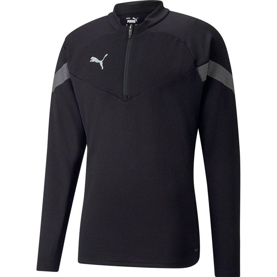 Herren Puma Sweatshirts | Puma 1/4 Zip Training Top Teamfinal Schwarz-Grau