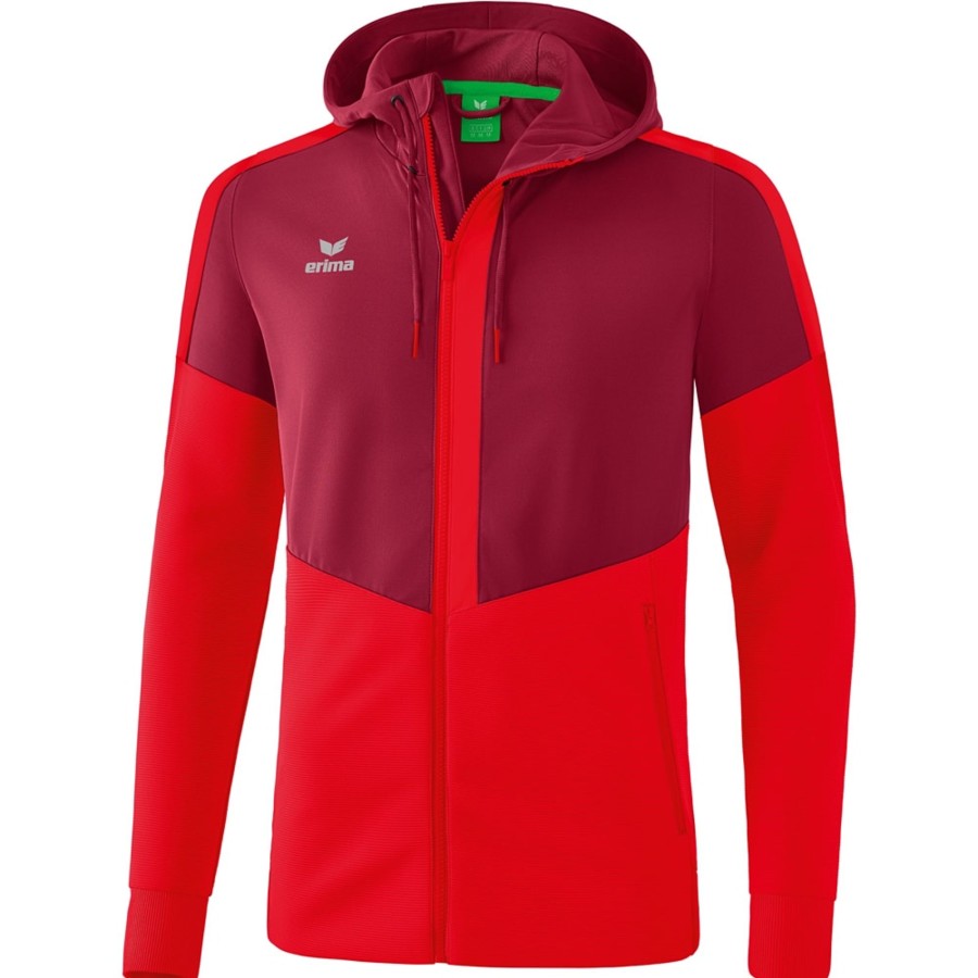 Herren Erima Jacken | Erima Herren Trainingsjacke Mit Kapuze Squad Rot