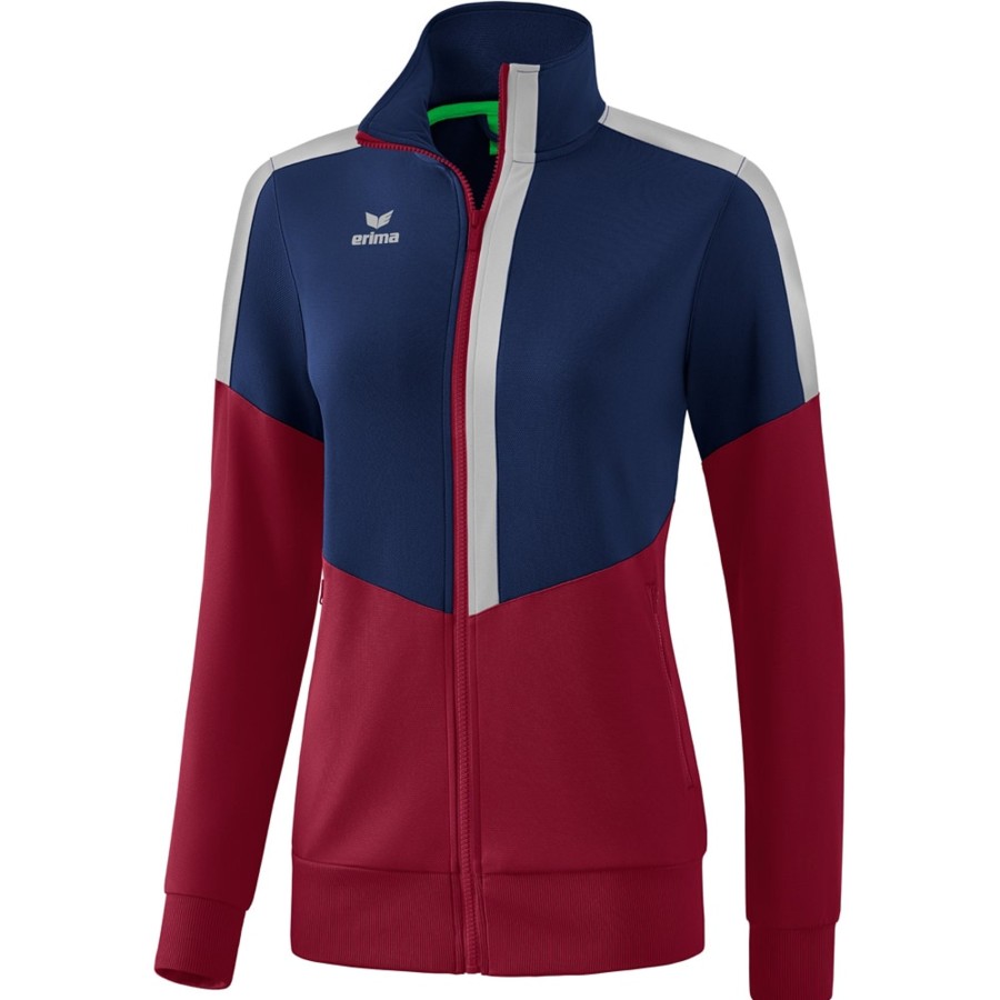 Damen Erima Jacken | Erima Damen Trainingsjacke Squad Blau-Rot-Grau