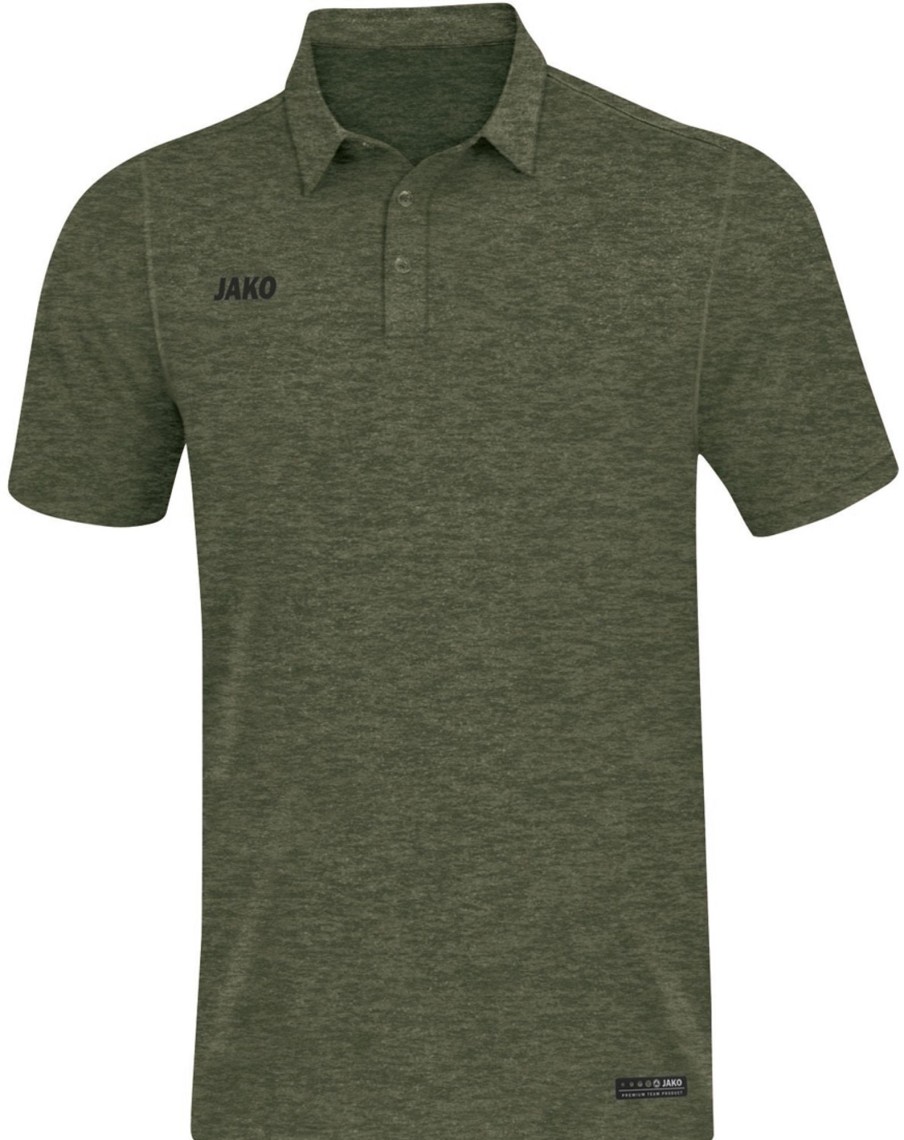 Herren Jako Polo-Shirts | Jako Premium Basics Polo Khaki Meliert