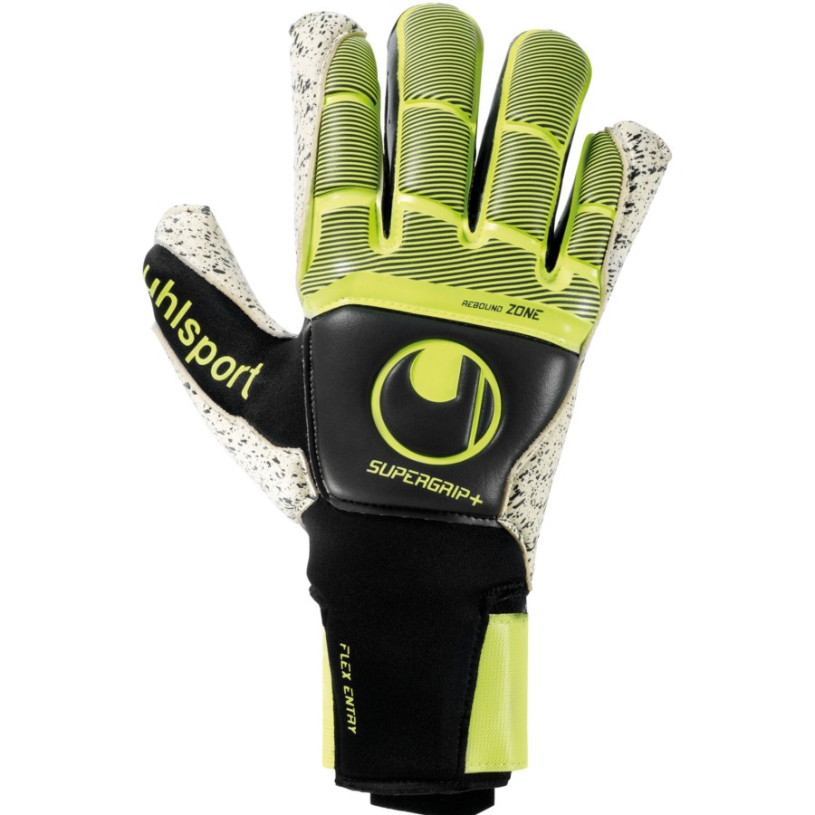 Herren Uhlsport Torwarthandschuhe | Uhlsport Torwarthandschuh Supergrip+ Flex Frame Carbon Schwarz/Fluo Gelb