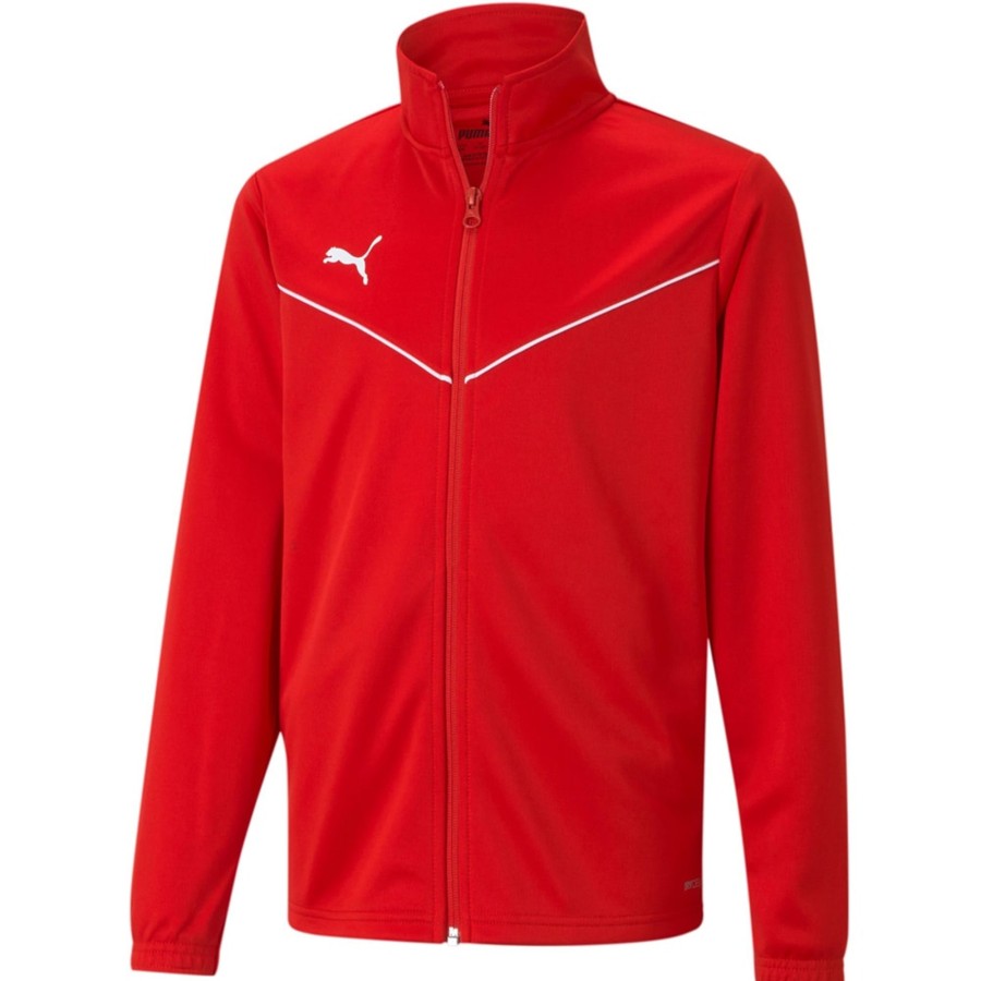 Kinder Puma Jacken | Puma Kinder Polyester Trainingsjacke Teamrise Rot-Weis