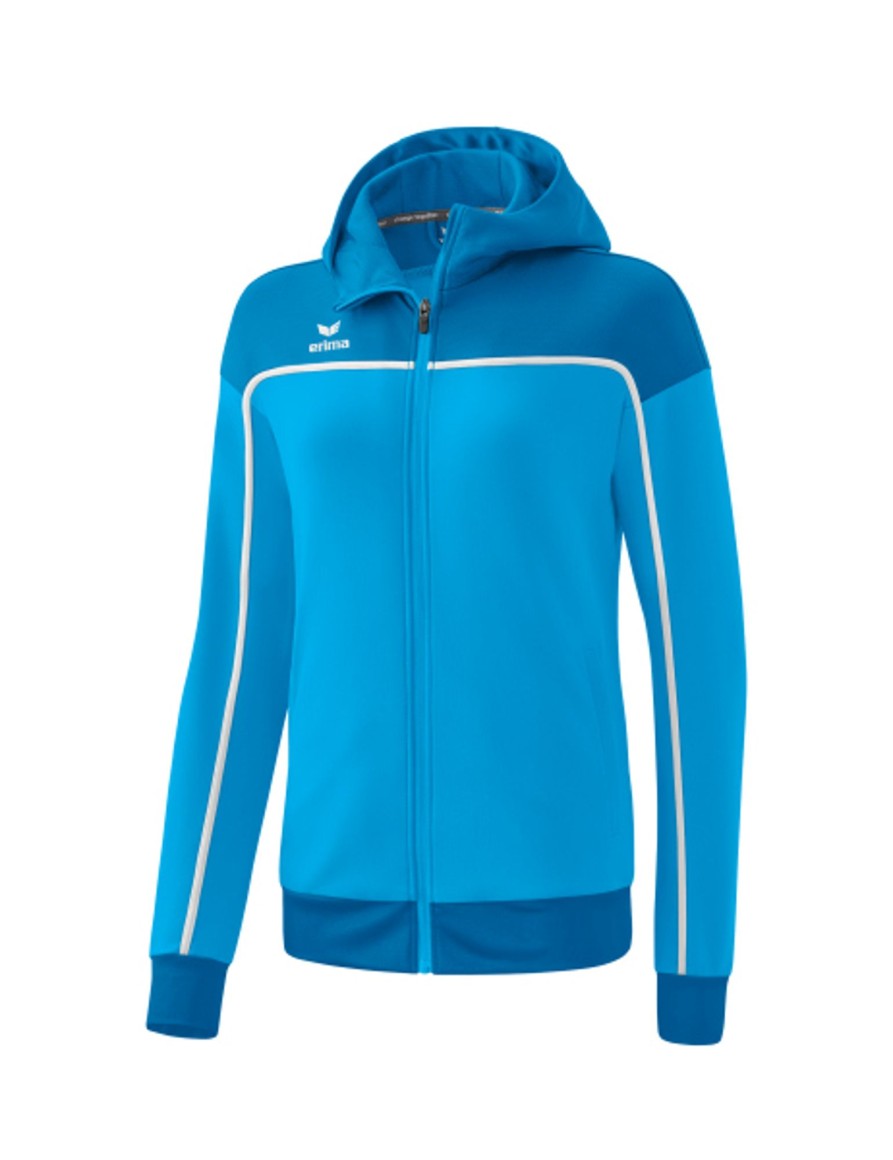 Damen Erima Jacken | Erima Damen Change By Erima Trainingsjacke Mit Kapuze Curacao/Mykonos/Weis Gunstig