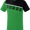 Kinder Erima T-Shirts | Erima 5-C T-Shirt Smaragd-Schwarz-Weis