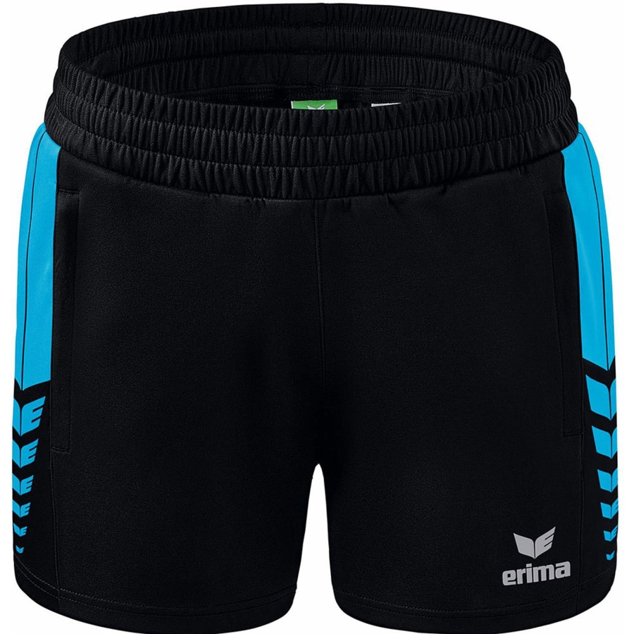 Damen Erima Shorts | Erima Damen Training Shorts Six Wings Schwarz-Blau