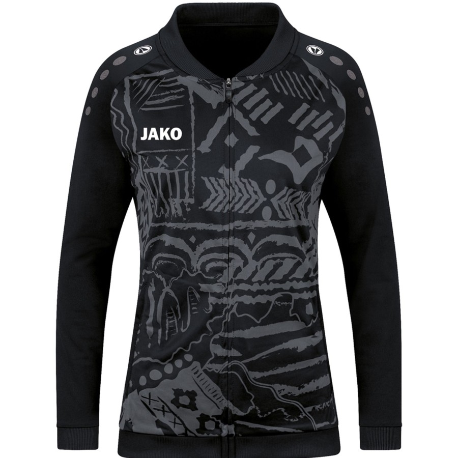 Damen Jako Jacken | Jako Damen Einlaufjacke Tropicana Schwarz-Grau