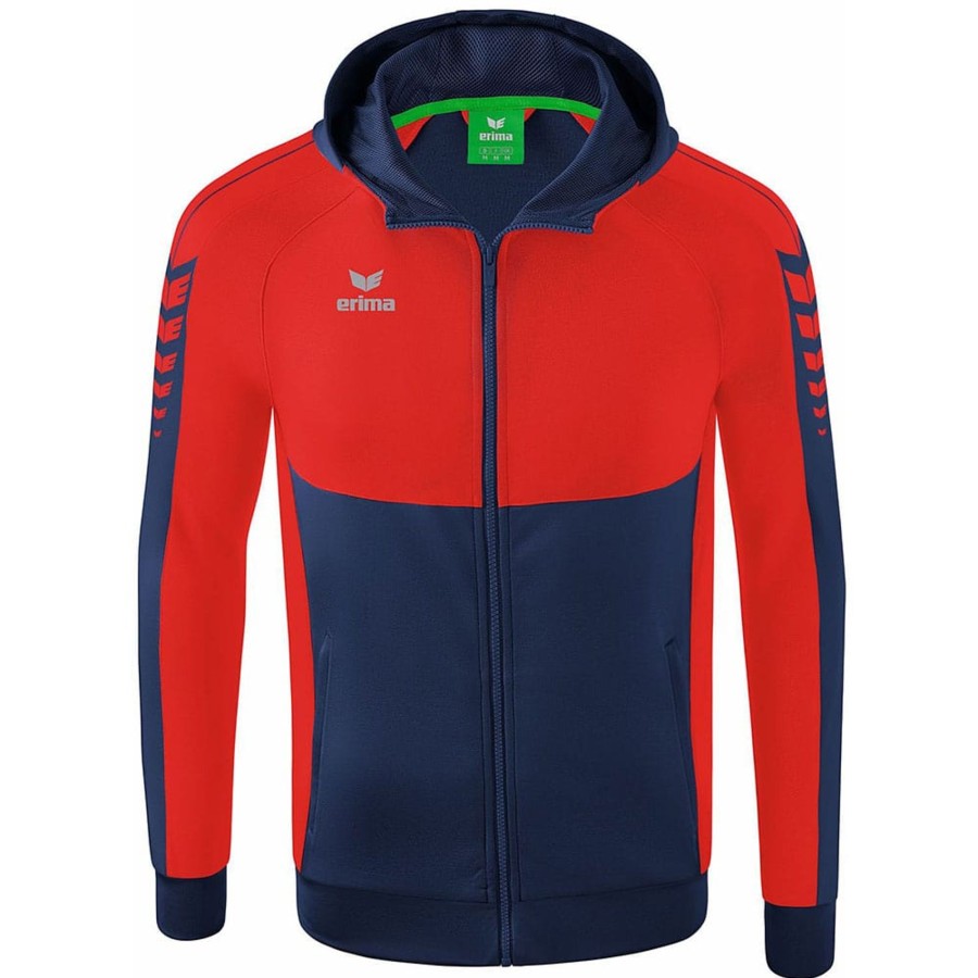 Kinder Erima Jacken | Erima Kinder Trainingsjacke Mit Kapuze Six Wings Blau-Rot